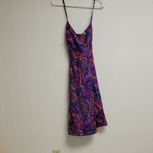 Trina Turk Purple and Blue Adjustable Spaghetti Strap Sundress Silk Sz 10 - Picture 1 of 6